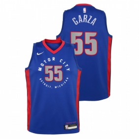 Youth Detroit Pistons 2021 #55 Blue Luka Garza 2021 NBA Draft City Edition Jersey