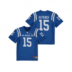 Youth Duke Blue Devils College Football #15 Chris Katrenick Royal 2018 Independence Bowl Game Jersey