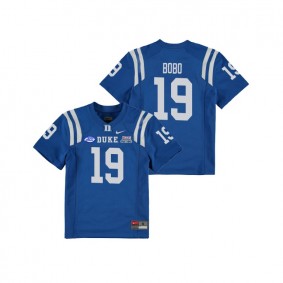 Youth Duke Blue Devils College Football #19 Jake Bobo Royal 2018 Independence Bowl Game Jersey