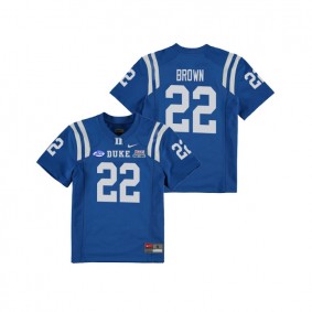 Youth Duke Blue Devils College Football #22 Brittain Brown Royal 2018 Independence Bowl Game Jersey