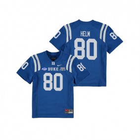 Youth Duke Blue Devils College Football #80 Daniel Helm Royal 2018 Independence Bowl Game Jersey