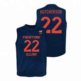 Youth Illinois Fighting Illini #22 Navy Austin Hutcherson Basketball Replica Jersey