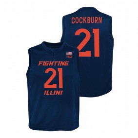 Youth Illinois Fighting Illini #21 Navy Kofi Cockburn Basketball Replica Jersey