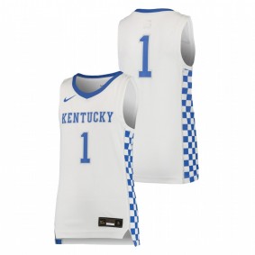 Youth Kentucky Wildcats Basketball #1 White Replica Jersey