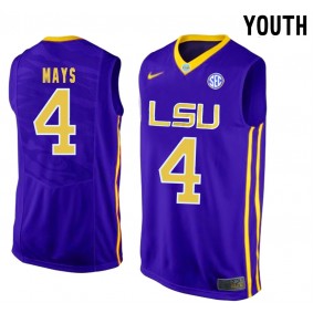 Youth #4 Skylar Mays LSU Tigers Purple NCAA Basketball Sporting Jersey