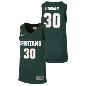 Youth Michigan State Spartans College Basketball #30 Green Marcus Bingham Jr. Replica Jersey