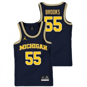 Youth Michigan Wolverines College Basketball Jordan #55 Navy Eli Brooks Replica Jersey