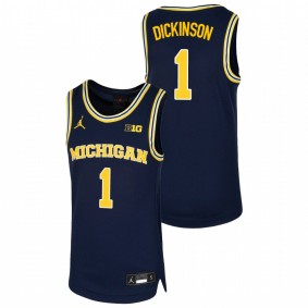 Youth Michigan Wolverines #1 Navy Hunter Dickinson Basketball Replica Jersey