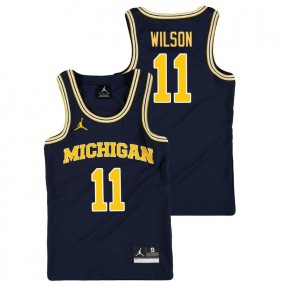 Youth Michigan Wolverines College Basketball Jordan #11 Navy Luke Wilson Replica Jersey