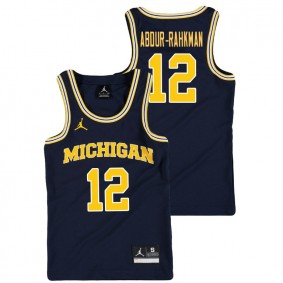 Youth Michigan Wolverines College Basketball Jordan #12 Navy Muhammad-Ali Abdur-Rahkman Replica Jersey