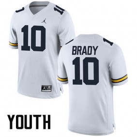 Youth Michigan Wolverines #10 Tom Brady White NCAA Football Alumni Game Jersey