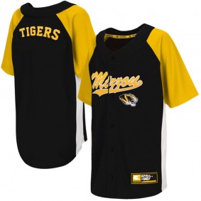 Youth Missouri Tigers Black Button-Up Strike Zone Baseball Jersey