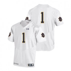 Youth Notre Dame Fighting Irish Under Armour #1 White College Football Team Replica Jersey