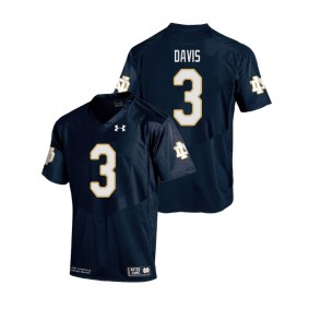 Youth Notre Dame Fighting Irish Under Armour #3 Navy Avery Davis College Football Replica Jersey