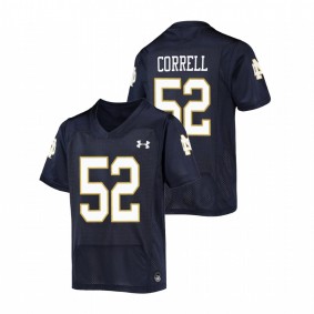 Zeke Correll Notre Dame Fighting Irish Youth Navy Replica Football Under Armour Jersey