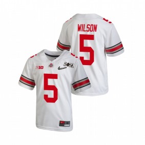 Youth Ohio State Buckeyes Garrett Wilson White 2021 National Championship Jersey