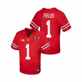 Youth Ohio State Buckeyes Justin Fields Scarlet 2021 National Championship Jersey