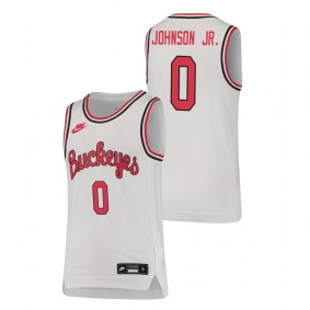 Youth Ohio State Buckeyes #0 White Meechie Johnson Jr. Basketball Throwback Jersey