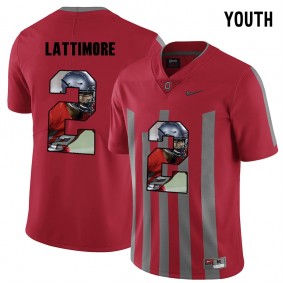 Youth Ohio State Buckeyes Marshon Lattimore #2 Red Player Pictorital Fashion Football Jersey