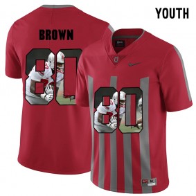 Youth Ohio State Buckeyes Noah Brown #80 Red Player Pictorital Fashion Football Jersey