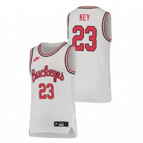 Youth Ohio State Buckeyes #23 White Zed Key Basketball Throwback Jersey