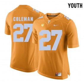 Youth Tennessee Volunteers Football #27 Orange College Justin Coleman Jersey