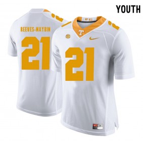 Youth Tennessee Volunteers Football #21 White College Jalen Reeves-Maybin Jersey