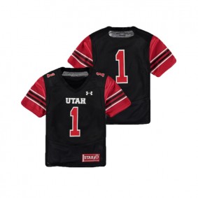 Youth Utah Utes Under Armour #1 Black College Football Finished Replica Jersey