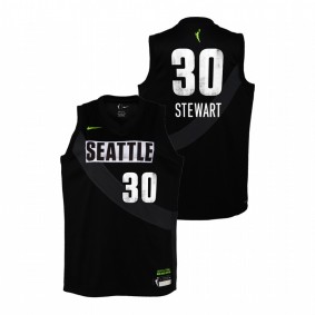 Youth WNBA 2021 #30 Black Breanna Stewart 25th Anniversary Rebel Edition Jersey