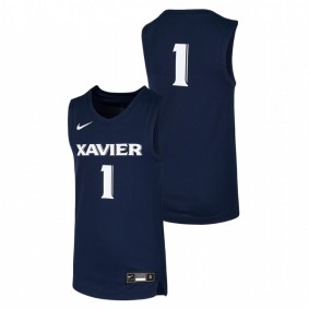 Youth Xavier Musketeers Basketball #1 Navy Replica Jersey